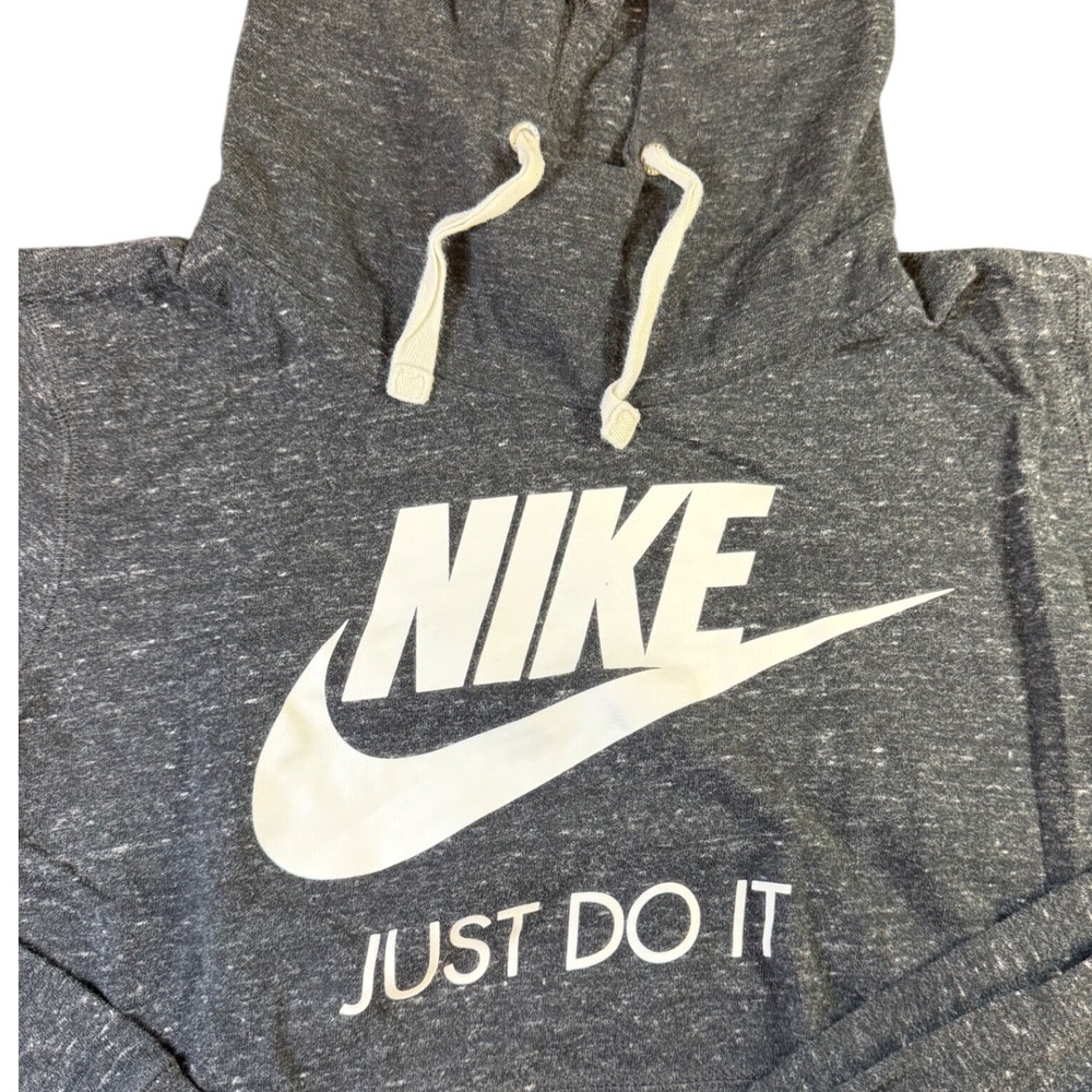 Nike Womens Gym Vintage Hoodie Charcoal Grey Just Do It Pullover Medium J9